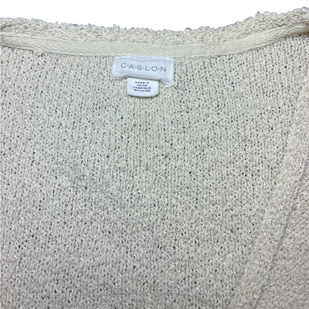 Caslon Boucle Knit Tunic Sweater Long Sleeves V-Neck Ivory Knit Pullover - Picture 8 of 16
